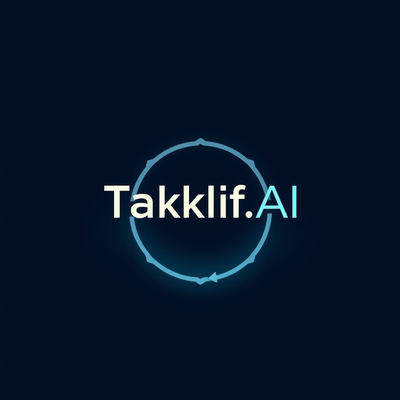 Professional logo design. Design a modern, tech-inspired logo for a startup called 'Taklif.AI.' The word 'Taklif' is Arabic for 'assignment.' Use clean lines, minimalist shapes, and a professional color scheme that reflects innovation, education, and technology.