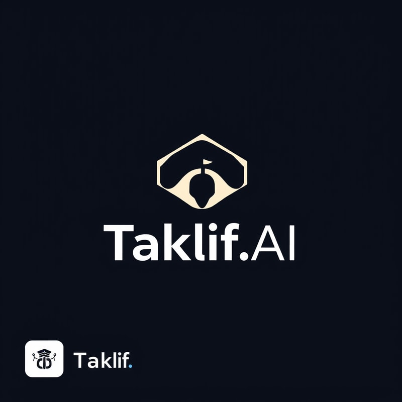Professional logo design. Design a modern, tech-inspired logo for a startup called 'Taklif.AI.' The word 'Taklif' is Arabic for 'assignment.' Use clean lines, minimalist shapes, and a professional color scheme that reflects innovation, education, and technology.