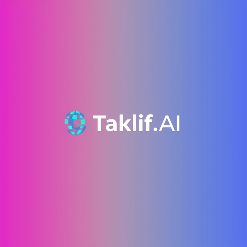 Professional logo design. Design a modern, tech-inspired logo for a startup called 'Taklif.AI.' The word 'Taklif' is Arabic for 'assignment.' Use clean lines, minimalist shapes, and a professional color scheme that reflects innovation, education, and technology.
