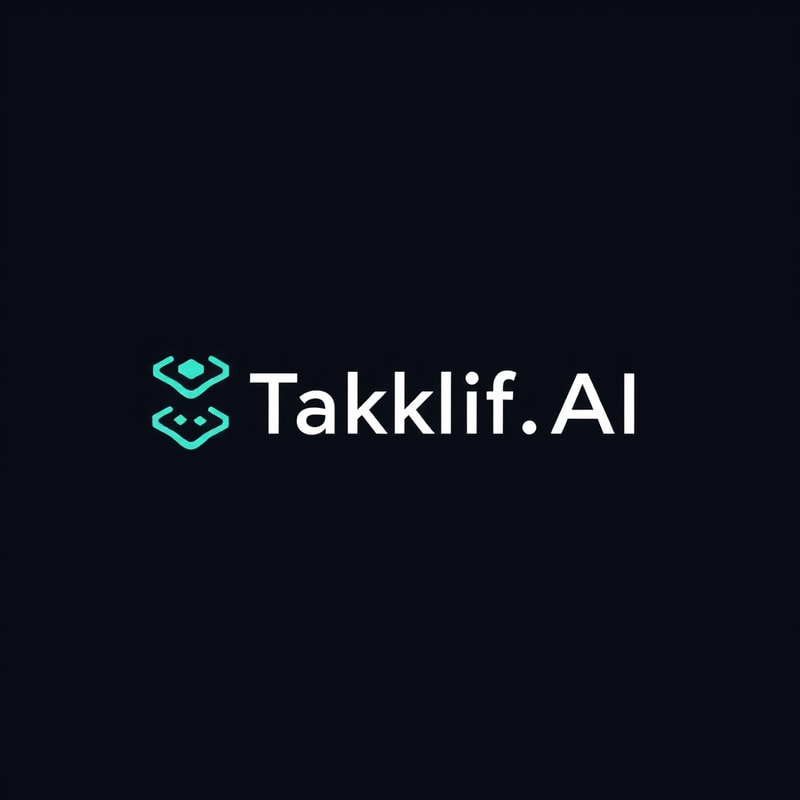 Professional logo design. Design a modern, tech-inspired logo for a startup called 'Taklif.AI.' The word 'Taklif' is Arabic for 'assignment.' Use clean lines, minimalist shapes, and a professional color scheme that reflects innovation, education, and technology.