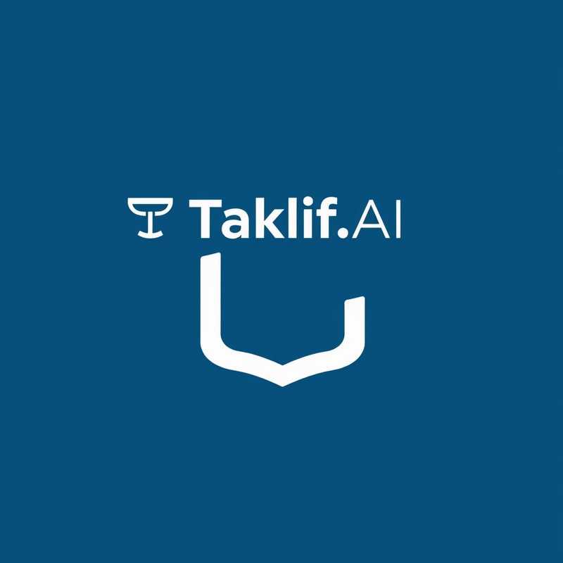 Professional logo design. Design a modern, tech-inspired logo for a startup called 'Taklif.AI.' The word 'Taklif' is Arabic for 'assignment.' Use clean lines, minimalist shapes, and a professional color scheme that reflects innovation, education, and technology.
