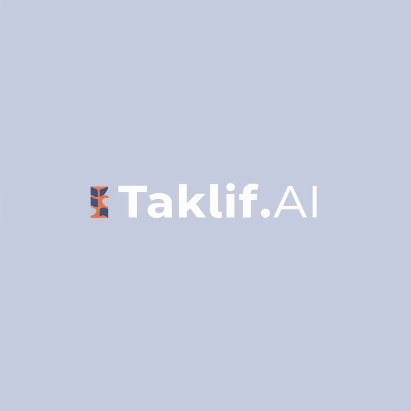 Professional logo design. Design a modern, tech-inspired logo for a startup called 'Taklif.AI.' The word 'Taklif' is Arabic for 'assignment.' try to make negative space with the name