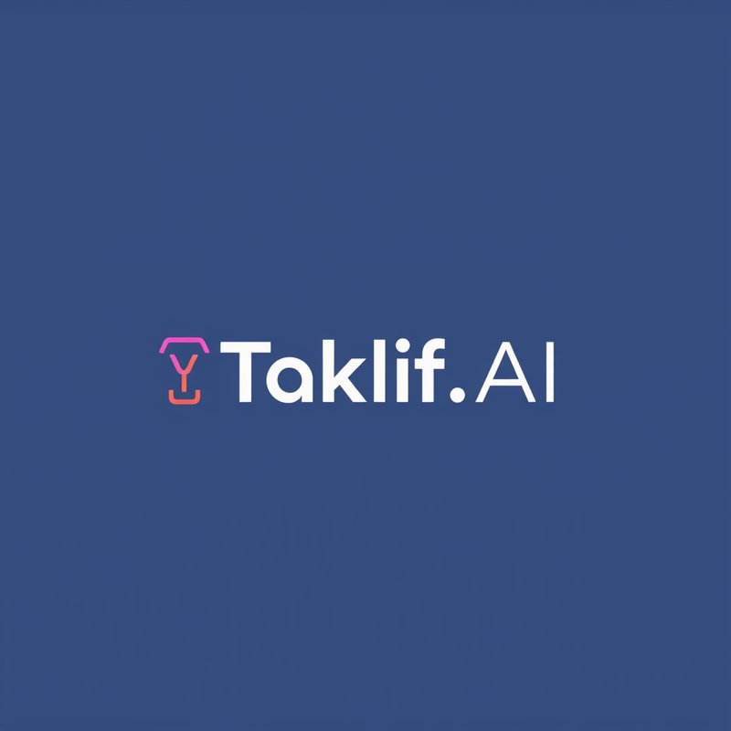 Professional logo design. Design a modern, tech-inspired logo for a startup called 'Taklif.AI.' The word 'Taklif' is Arabic for 'assignment.' Use clean lines, minimalist shapes, and a professional color scheme that reflects innovation, education, and technology.