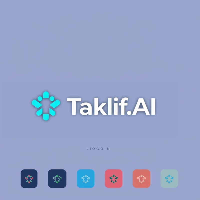 Professional logo design. Design a modern, tech-inspired logo for a startup called 'Taklif.AI.' The word 'Taklif' is Arabic for 'assignment.' Use clean lines, minimalist shapes, and a professional color scheme that reflects innovation, education, and technology.