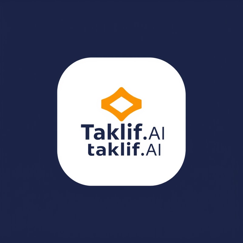 Professional logo design. Design a modern, tech-inspired logo for a startup called 'Taklif.AI.' The word 'Taklif' is Arabic for 'assignment.' Use clean lines, minimalist shapes, and a professional color scheme that reflects innovation, education, and technology.