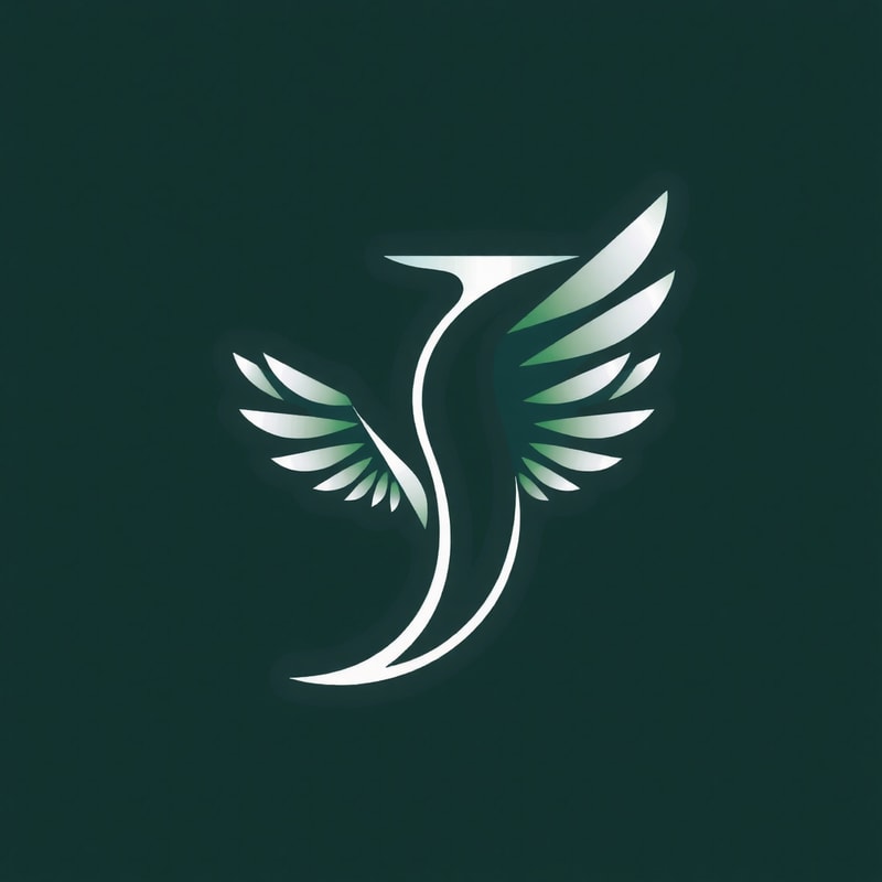 "J" letter with the shape of an owl's wing