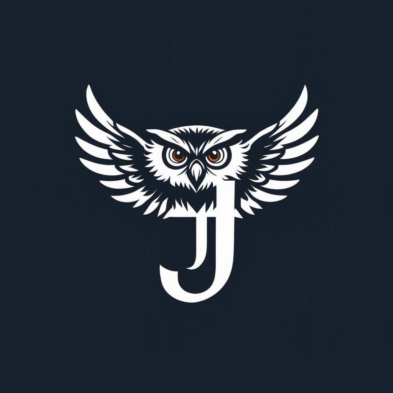 "J" letter with the shape of an owl's wing