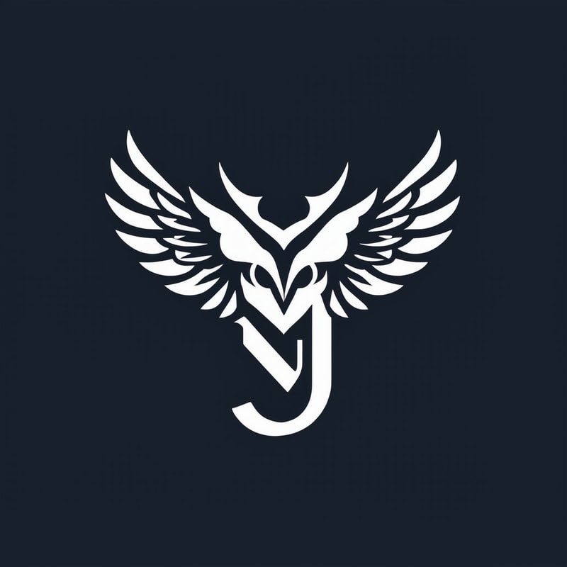 "J" letter with the shape of an owl's wing