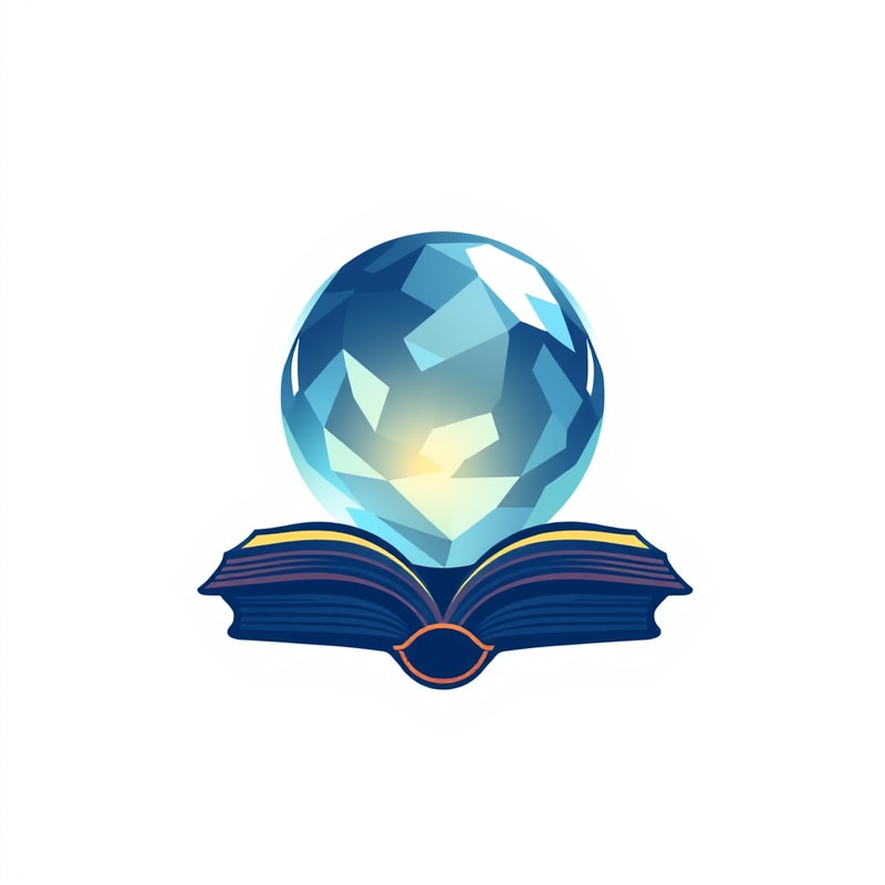 Professional logo design. Create a logo that contains crystal ball and book, the style should be flat