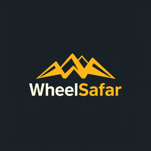 Professional logo design. Design a logo with word WheelSafar, & a 'W' which represents roads, mountains, helemts, safety, location symbol and yellow color 