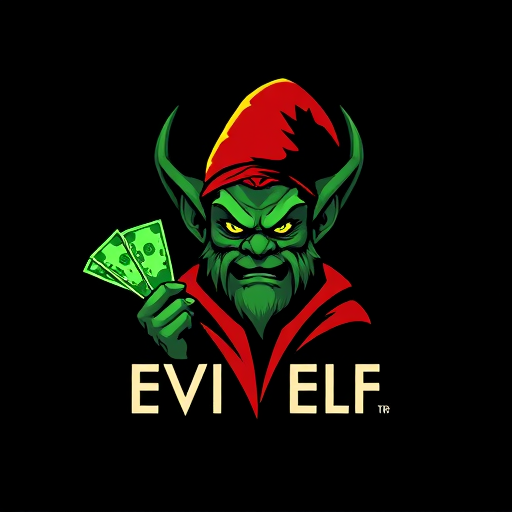 Professional logo design. EVIL ELF LOGO WITH MONEY