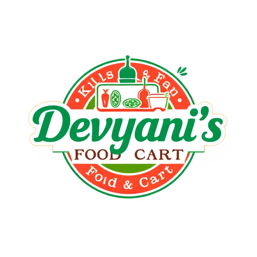Professional logo design. design a logo for a food cart called "Devyani's Food Cart". use red, royal blue, royal green or black and white color for it. the menu will consist of variety of indian and western food make it creative