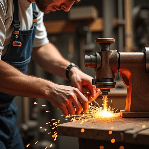 Professional logo design. woodturner with a lathe and chissel