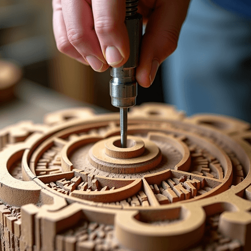 Professional logo design. turning spindle with a chisel taking carvings