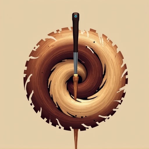 I need a logo illustrating a piece of turning wood and a chisel taking carving from the spinning wood. The initials HLE has to be a part of the design