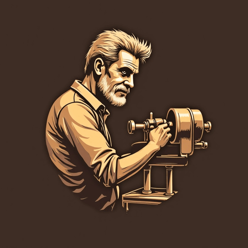 Professional logo design. woodturner with a lathe and chissel