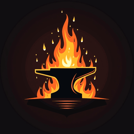 Professional logo design. logo for a blacksmith. contain a hammer and an anvil