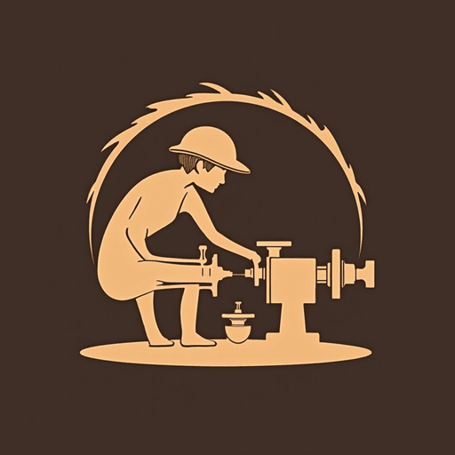 Professional logo design. woodturner with a lathe and chissel