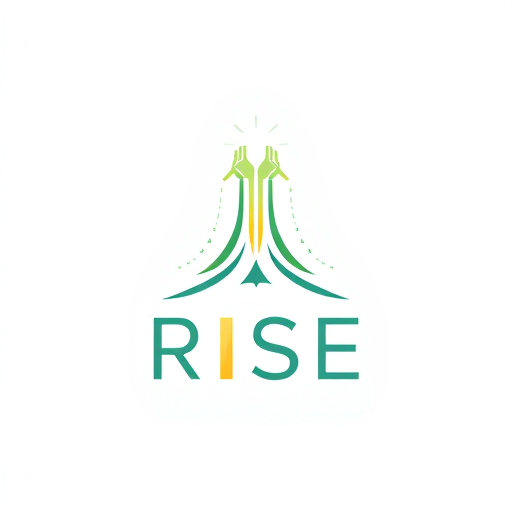 Professional logo design. Logo Concept for RISE:Main Symbol: A stylized upward arrow or pathway that forms the letter "R" in RISE, subtly integrated with a glowing lantern or light at the top to represent guidance and clarity.Guidance Element: Below or around the arrow, include a soft, abstract image of hands or a compass subtly woven into the design. The hands could be holding or guiding the light upward.Typography: The word RISE could be in bold, modern font. The "I" could be designed as a guiding hand or a small torch/light to tie into the guidance theme.Color Scheme: Use shades of green (for hope), blue (for trust), and gold or yellow (for energy and optimism). The light source (like the lantern or torch) could be in a warm yellow/gold to make it pop against a calm green and blue background.