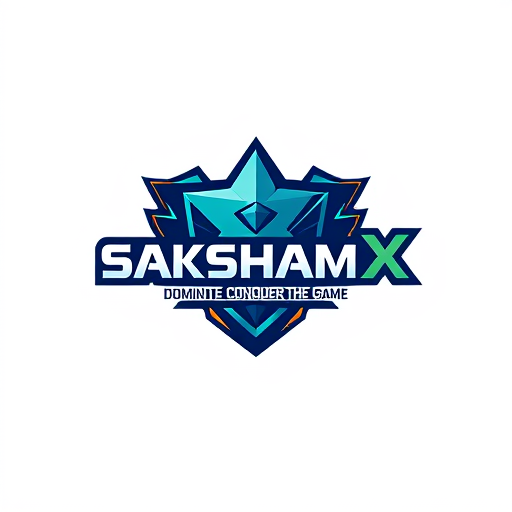 Professional logo design. SakshamX; Tagline: "Level Up. Dominate. Conquer the Game."