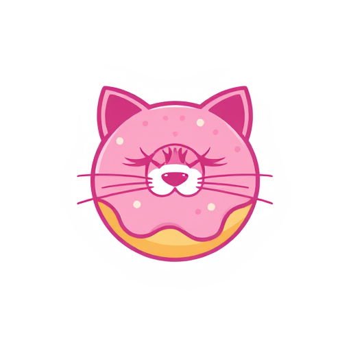 Professional logo design. pink donut cat