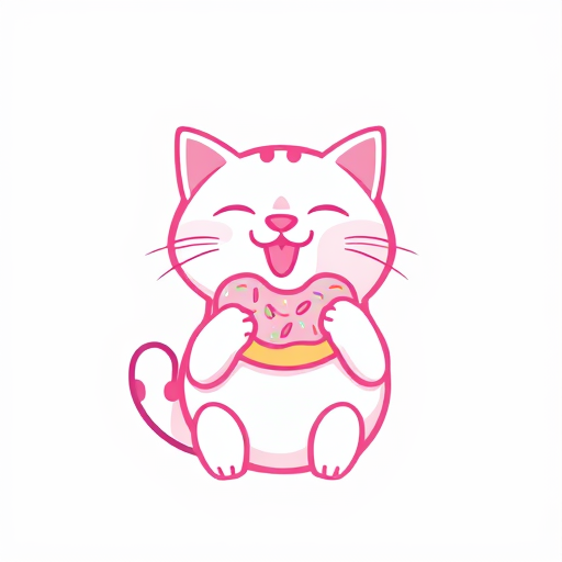 Professional logo design. pink donut held by cat
