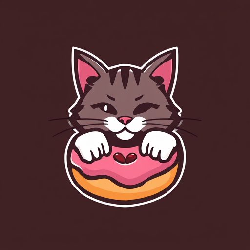 Professional logo design. realistic cat and donut 
