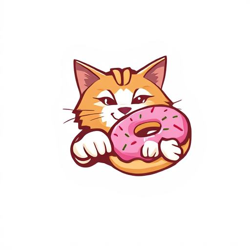 Professional logo design. realistic cat and donut 