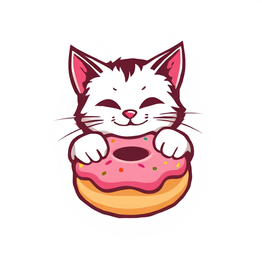 Professional logo design. realistic cat and donut 