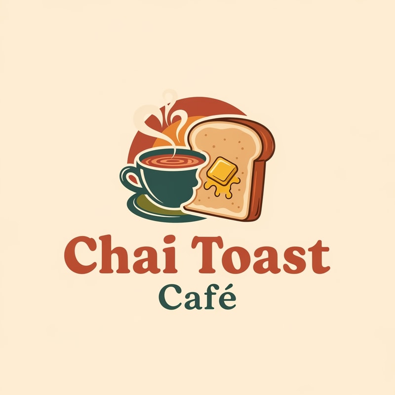 a logo for a cafe with the name "Chai Toast Cafe"