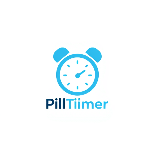Professional logo design. Logo in minimalistic style, alarm clock pill Application name PillTimer