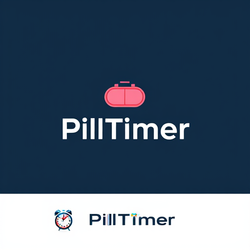 Professional logo design. Logo in minimalistic style, alarm clock pill Application name PillTimer