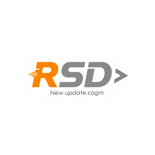 Professional logo design. Create a flat vector, illustrative-style lettermark logo design for a social media channel named 'New updates RSD', featuring a sleek arrangement of the letters 'RSD' that appears as if it's in motion, integrated with arrows to represent continuous updates. Use bright orange and cool gray colors to characterize energy and professionalism against a white background. Do not show any realistic photo detail shading.