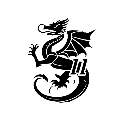 Professional logo design. Black dragon with VE 11 written on it