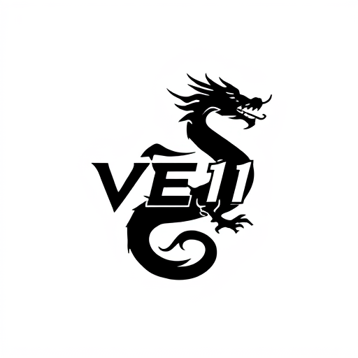 Professional logo design. Black dragon with VE 11 written on it