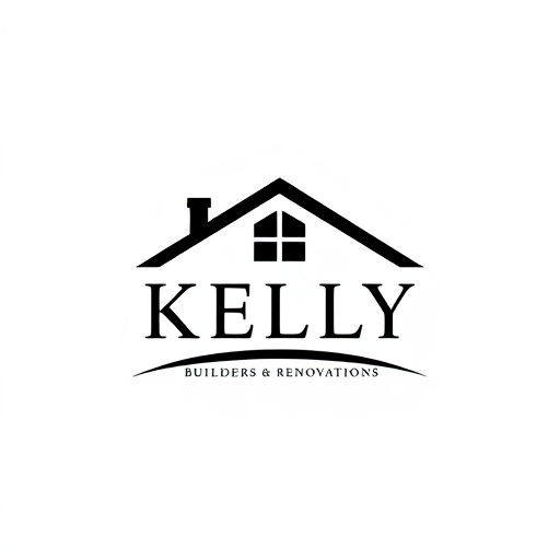 Professional logo design. A classy, sophisticated, simple logo for a company called Kelly Builders & Renovations. The logo will be black with a white background, and will feature a simple, streamlined, silhouette, flat icon of a roof and window with a curved line underneath.