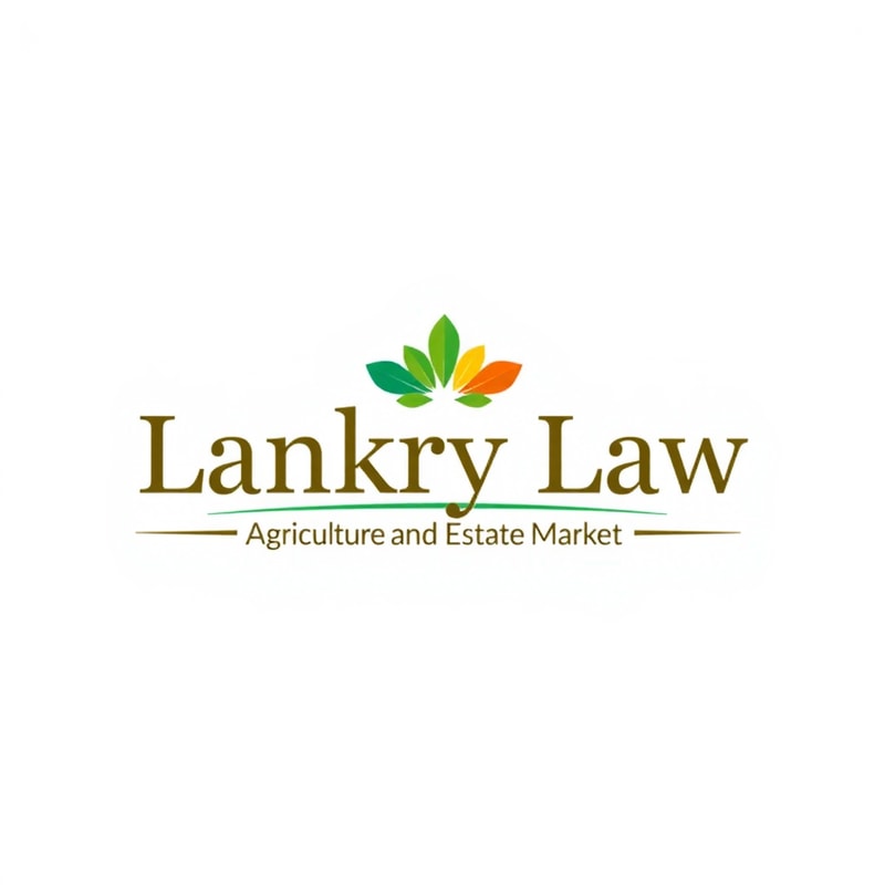 law firm, write "lankry law" focus on agriculture and real estate market. warm colors.