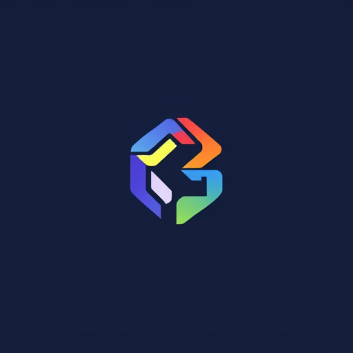 Professional logo design. an abstract logo of geometric shapes, for a trendy technological APP with only 2 colors