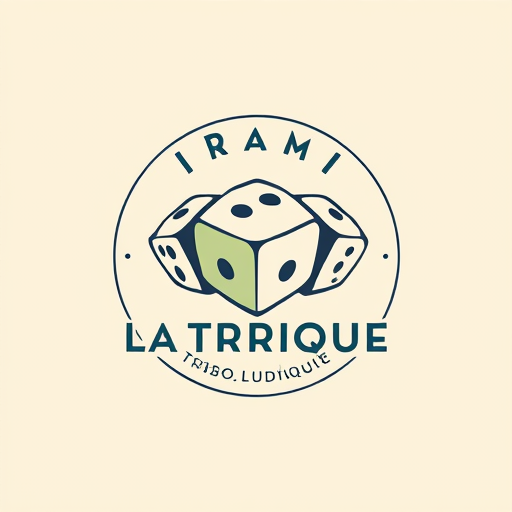 Professional logo design. Create a logo contain THREE DICES for a community called "LA TRIBU LUDIQUE" which aims to unite and bring together board game creators in order to positively change the world on its scale.