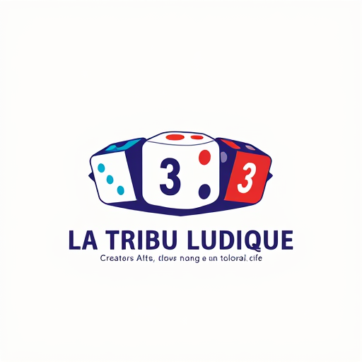 Professional logo design. Create a logo that contains 3 dice of similar colors with the number 3 3 and 3 for a community called "LA TRIBU LUDIQUE" which aims to unite and bring together creators of board games in order to positively change the world on its scale.