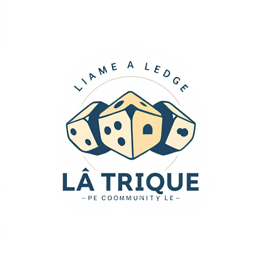 Professional logo design. Create a logo contain THREE DICES for a community called "LA TRIBU LUDIQUE" which aims to unite and bring together board game creators in order to positively change the world on its scale.