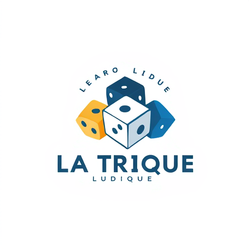 Professional logo design. Create a logo contain THREE DICES for a community called "LA TRIBU LUDIQUE" which aims to unite and bring together board game creators in order to positively change the world on its scale.
