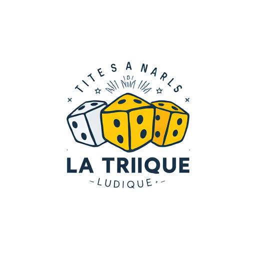 Professional logo design. Create a logo contain THREE DICES for a community called "LA TRIBU LUDIQUE" which aims to unite and bring together board game creators in order to positively change the world on its scale.