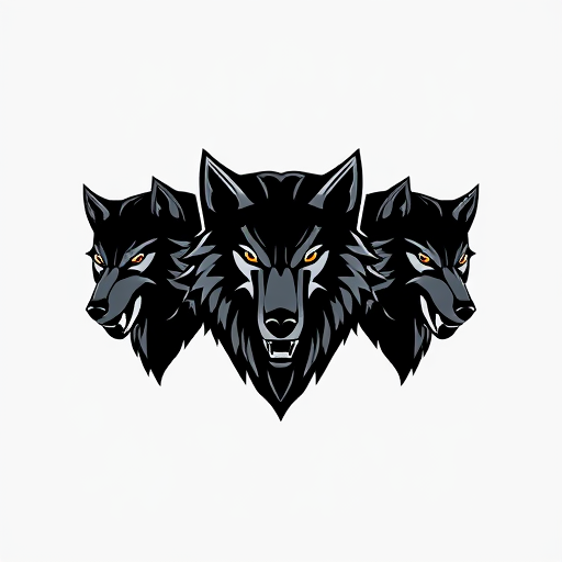 Professional logo design. Three black wolves