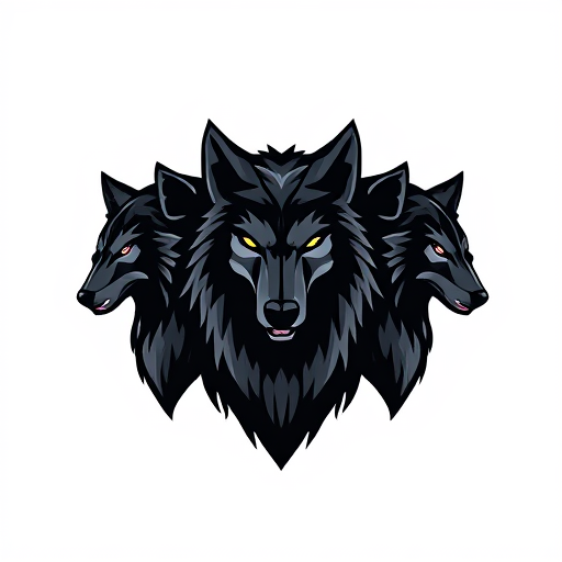 Professional logo design. Three black wolves