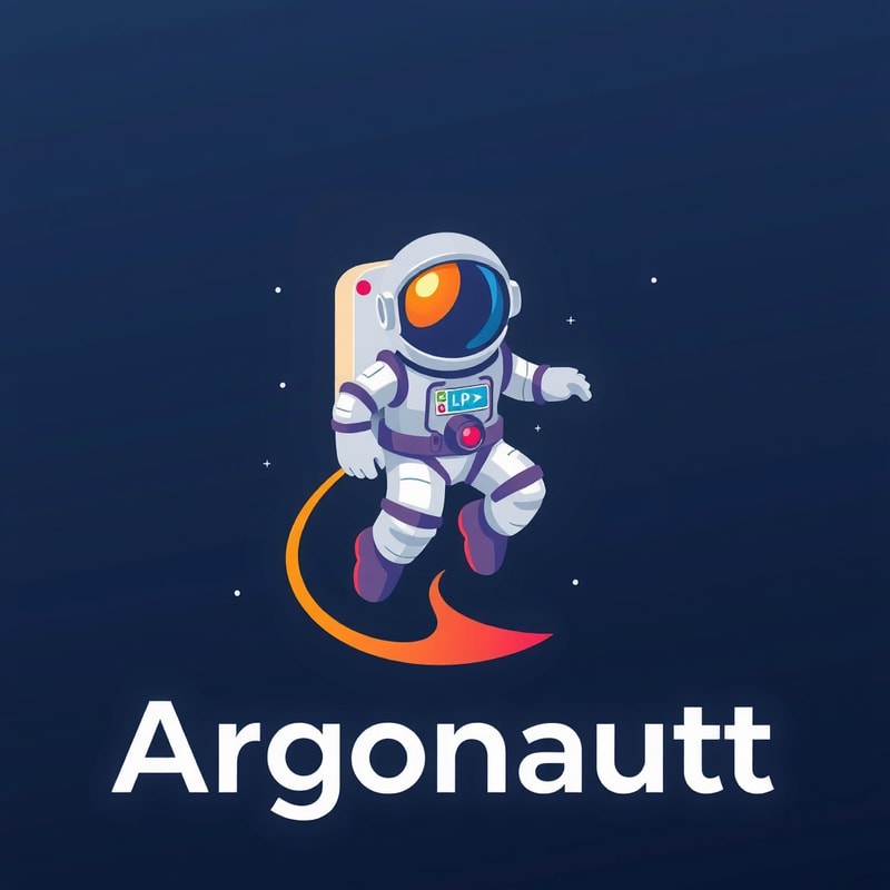 use a colorful 3d astronaut to reference an argonaut. Logo should show innovation and leading forward. make it playful but keep the professional tone
