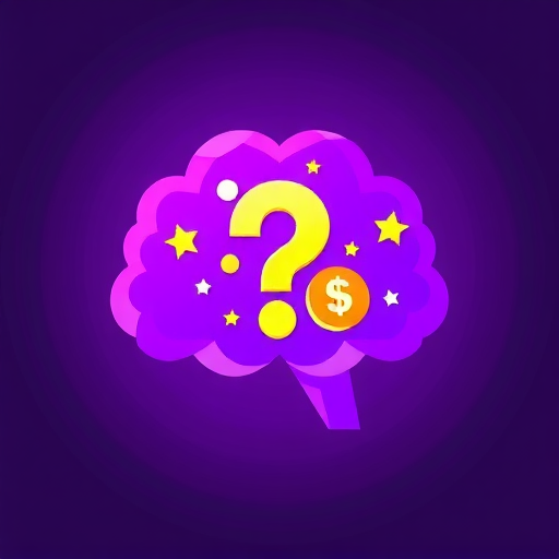  Design a logo for a trivia game app that visually represents the concept of knowledge, competition, and prizes without including any text. The design should combine elements like a brain, a question mark, and symbols of monetary rewards such as coins or dollar signs. The style should be either low poly or fantasy art, featuring vibrant purple tones with gradients and complementary colors for depth. The design should be clean, modern, and visually engaging