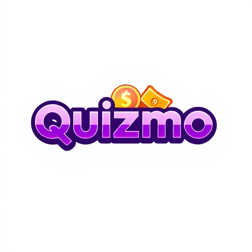 Professional logo design. Create a striking and dynamic logo for a trivia game called ‘Quizmo’ that highlights the themes of competition, excitement, and rewards. The word ‘Quizmo’ should be prominently displayed in a bold and modern Clash Grotesk typeface. Use a vibrant purple gradient as the primary color, accented with rich gold and luminous yellow tones to emphasize the prize-driven aspect of the game. Integrate a powerful symbol that combines a question mark with a dollar sign or a cash stack, seamlessly blending the concepts of knowledge and monetary rewards. The logo should exude energy, convey a sense of challenge and fun, and stand out with a clean yet impactful aesthetic.