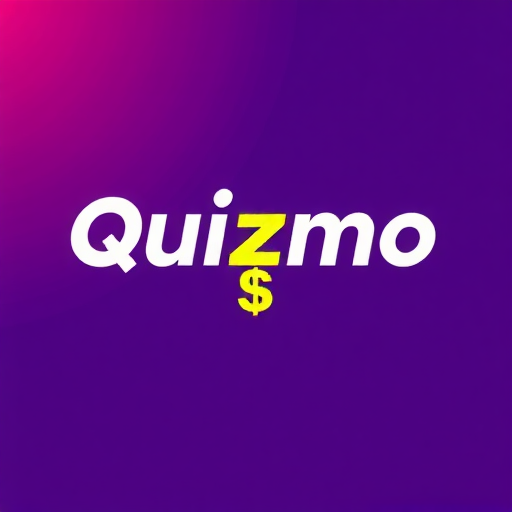  Create a striking and dynamic logo for a trivia game called ‘Quizmo’ that highlights the themes of competition, excitement, and rewards. The word ‘Quizmo’ should be prominently displayed in a bold and modern Clash Grotesk typeface. Use a vibrant purple gradient as the primary color, accented with rich gold and luminous yellow tones to emphasize the prize-driven aspect of the game. Integrate a powerful symbol that combines a question mark with a dollar sign or a cash stack, seamlessly blending the concepts of knowledge and monetary rewards. The logo should exude energy, convey a sense of challenge and fun, and stand out with a clean yet impactful aesthetic.