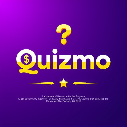  Create a striking and dynamic logo for a trivia game called ‘Quizmo’ that highlights the themes of competition, excitement, and rewards. The word ‘Quizmo’ should be prominently displayed in a bold and modern Clash Grotesk typeface. Use a vibrant purple gradient as the primary color, accented with rich gold and luminous yellow tones to emphasize the prize-driven aspect of the game. Integrate a powerful symbol that combines a question mark with a dollar sign or a cash stack, seamlessly blending the concepts of knowledge and monetary rewards. The logo should exude energy, convey a sense of challenge and fun, and stand out with a clean yet impactful aesthetic.